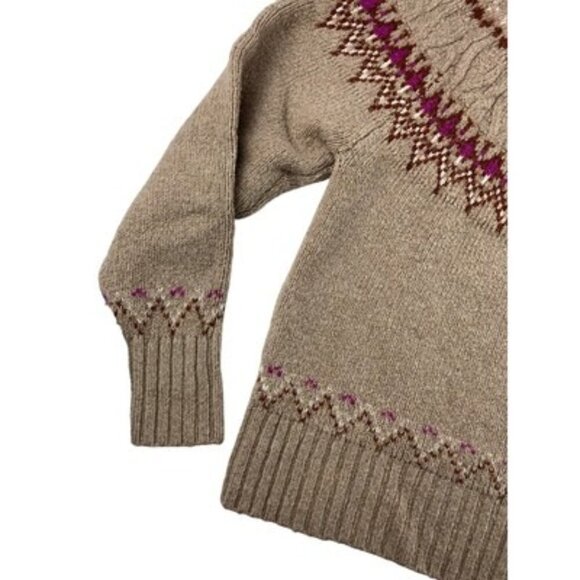 Vintage Abel & Lula Fair Isle Wool Blend Sweater With Ribbed Cuffs & Hem Beige B - Picture 3 of 5